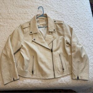 “Lucky Brand” women’s cream leather moto jacket XL